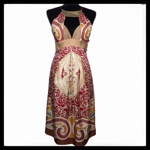 Nicole Miller Collection Empire Waist Slip Dress Metallic Arabesque  …